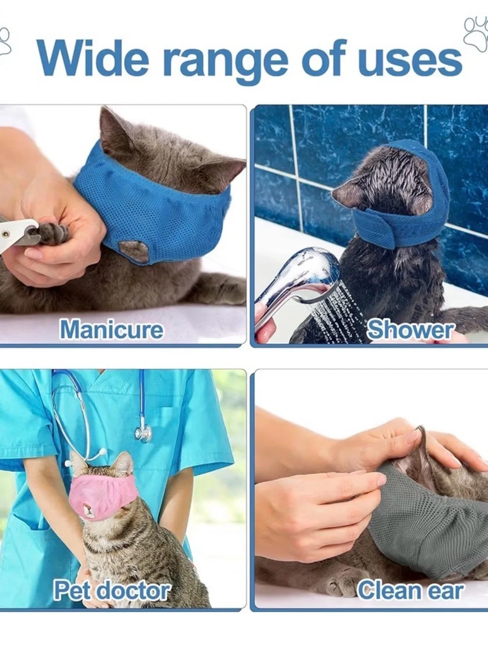 anti-bite cat mask 3-piece set- Pink, Blue, Gray